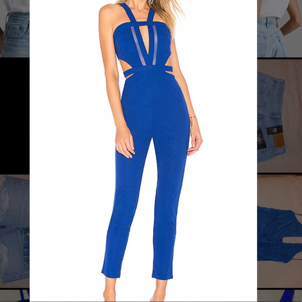 Brand New Blue Sleeveless Cut Out Jumpsuit